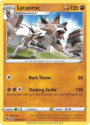 Lycanroc - 030/073 - Holo Rare - Reverse Holo