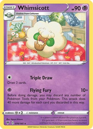 Whimsicott 076  - Reverse Holofoil  - Rare