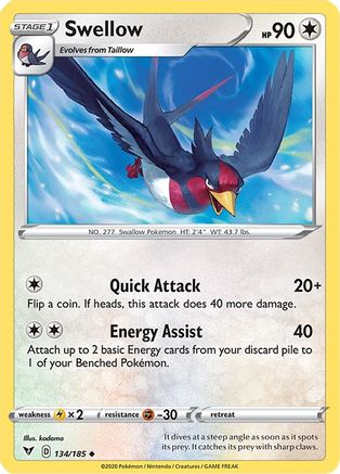 Swellow 134  - Reverse Holofoil  - Uncommon