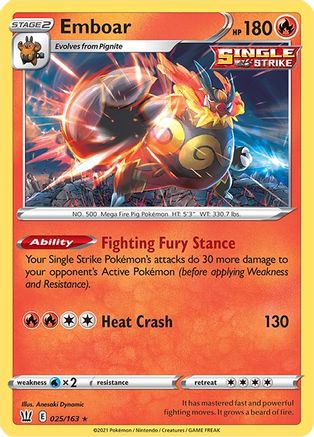 Emboar 025  - Reverse Holofoil  - Holo Rare