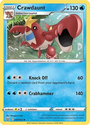 Crawdaunt 039  - Reverse Holofoil  - Uncommon