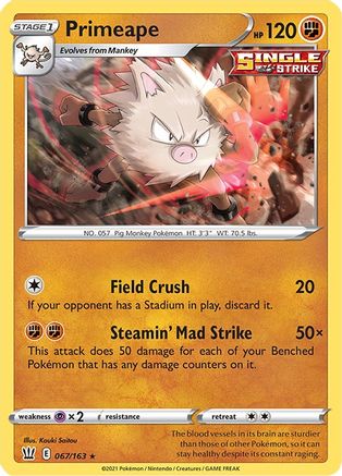 Primeape 067  - Reverse Holofoil  - Rare