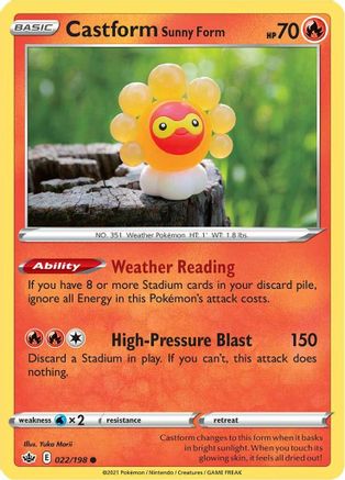 Castform Sunny Form 022  - Reverse Holofoil  - Common