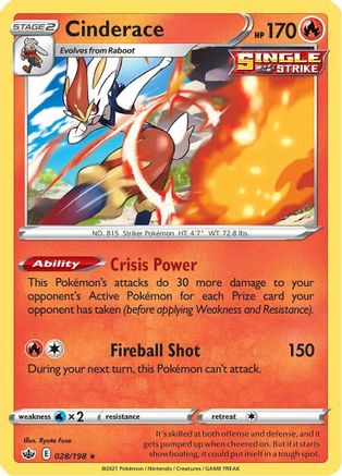 Cinderace 028  - Reverse Holofoil  - Holo Rare