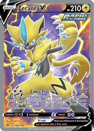 Zeraora V (Full Art) 165/198  - Holofoil SWSH06 Chilling Reign - Ultra Rare