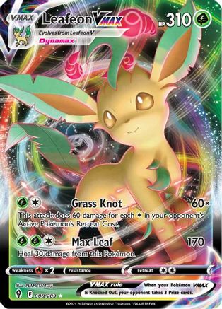 Leafeon VMAX 008/203  - Holofoil SWSH07 Evolving Skies - Ultra Rare