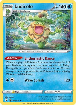 Ludicolo 034  - Reverse Holofoil  - Holo Rare