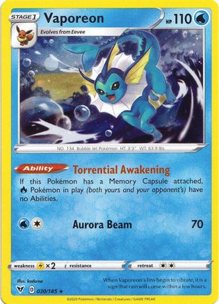 Vaporeon (Cosmos Holo) 030/185  - Holofoil Miscellaneous Cards & Products - Promo