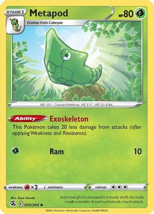 Metapod 002  - Reverse Holofoil  - Uncommon