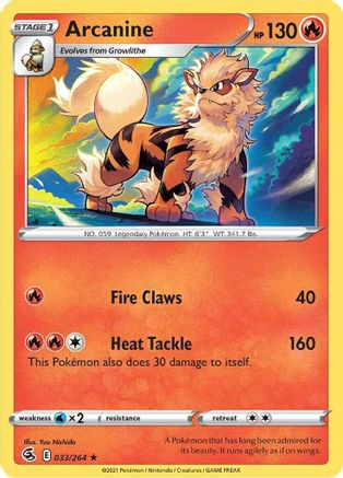 Arcanine 033  - Reverse Holofoil  - Rare