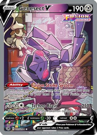 Genesect V (Alternate Full Art) 255/264  - Holofoil SWSH08 Fusion Strike - Ultra Rare