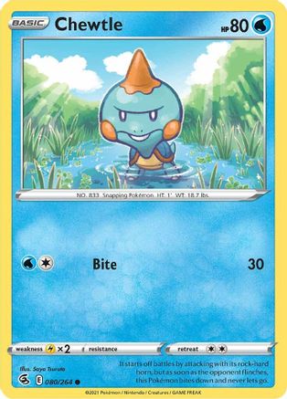 Chewtle 080  - Reverse Holofoil  - Common
