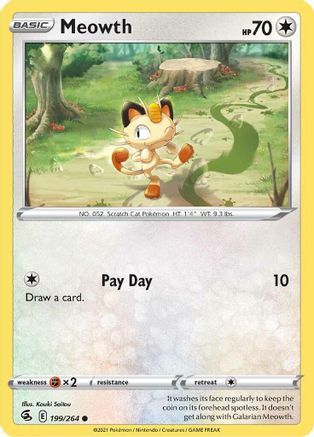 Meowth 199  - Reverse Holofoil  - Common