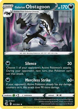 Galarian Obstagoon 161  - Reverse Holofoil  - Holo Rare