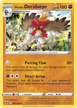 Hisuian Decidueye 082  - Holofoil  - Holo Rare