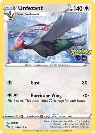 Unfezant 063  - Reverse Holofoil  - Uncommon