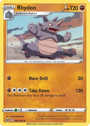 Rhydon 090  - Reverse Holofoil  - Uncommon
