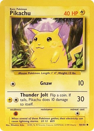 Pikachu 058/102  Base Set - Common - Unlimited