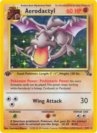 Aerodactyl (1) 001/62  - Unlimited Holofoil Fossil - Holo Rare