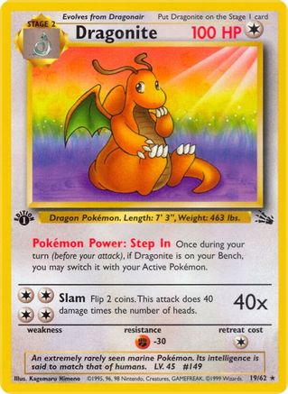 Dragonite (19) 019/62  - Unlimited Fossil - Rare