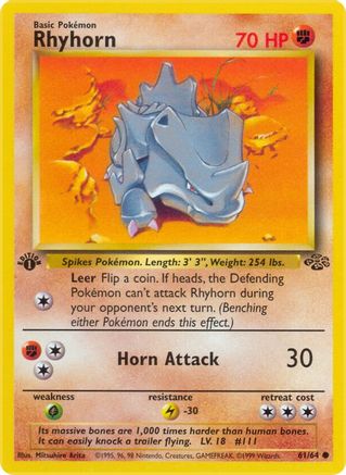 Rhyhorn 061/64  - 1st Edition Jungle - Common