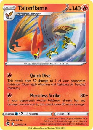Talonflame 029  - Reverse Holofoil  - Rare