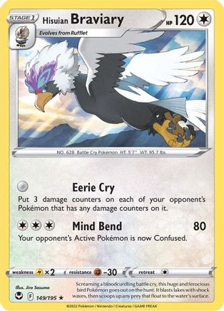 Hisuian Braviary 149  - Reverse Holofoil  - Rare