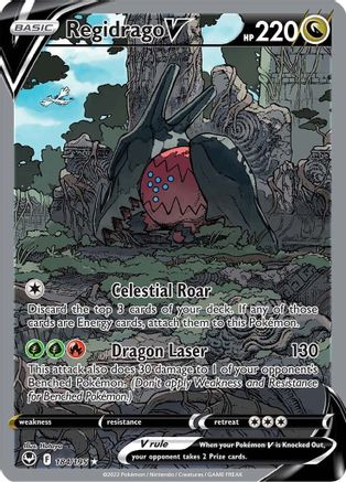 Regidrago V (Alternate Full Art) 184/195  - Holofoil SWSH12 Silver Tempest - Ultra Rare