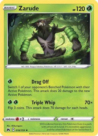 Zarude 016  - Reverse Holofoil  - Holo Rare