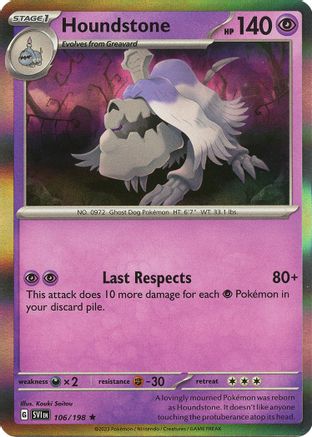 Houndstone 106 - Rare - Reverse Holo