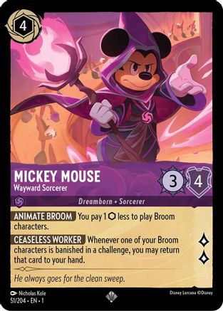 Mickey Mouse (Wayward Sorcerer) - 51/204 - Super Rare (Foil)