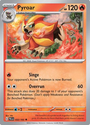 Pyroar 32/193 - Uncommon - Reverse Holo