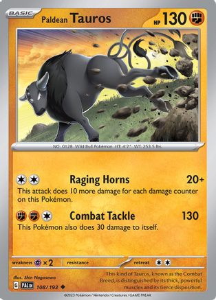 Paldean Tauros 108/193 - Uncommon - Reverse Holo