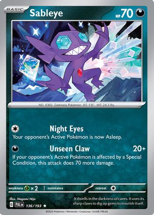 Sableye 136 - Rare - Reverse Holo