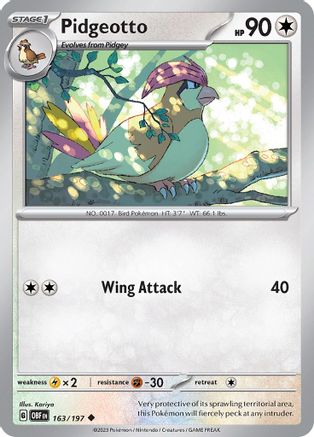 Pidgeotto 163  SV03 Obsidian Flames - Uncommon