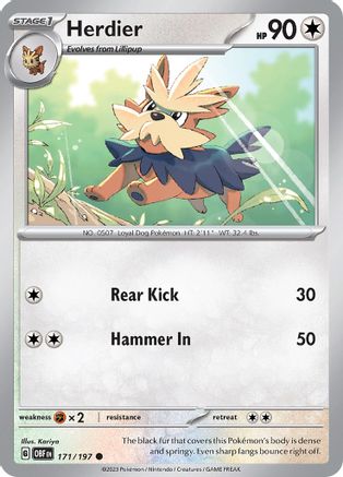 Herdier 171  - Reverse Holofoil SV03 Obsidian Flames - Common