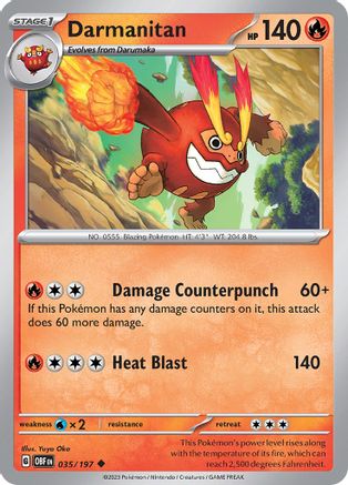 Darmanitan 035  - Reverse Holofoil SV03 Obsidian Flames - Uncommon