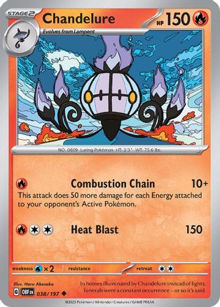 Chandelure 038  - Reverse Holofoil SV03 Obsidian Flames - Uncommon