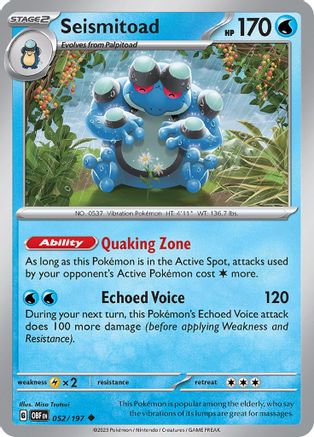 Seismitoad 52 - Uncommon - Reverse Holo