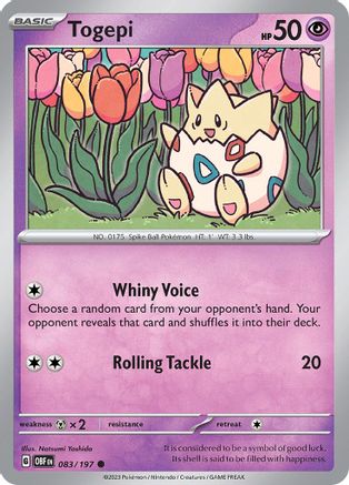 Togepi 083  - Reverse Holofoil SV03 Obsidian Flames - Common