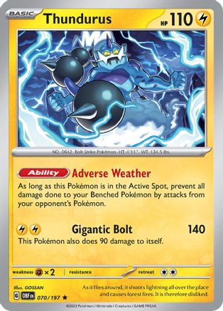 Thundurus 070  - Reverse Holofoil SV03 Obsidian Flames - Rare