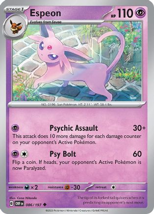 Espeon 086  SV03 Obsidian Flames - Uncommon