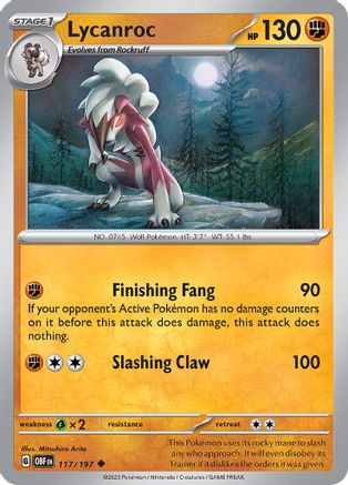 Lycanroc 117  SV03 Obsidian Flames - Uncommon