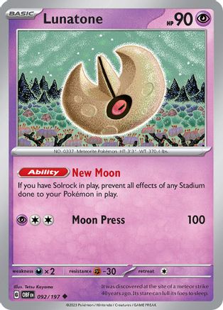 Lunatone 92 - Uncommon - Reverse Holo
