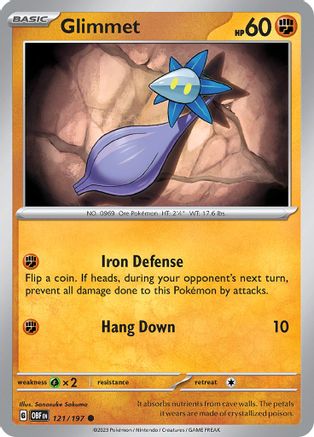 Glimmet 121/197  - Reverse Holofoil SV03 Obsidian Flames - Common