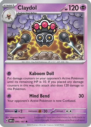 Claydol 095  - Reverse Holofoil SV03 Obsidian Flames - Rare