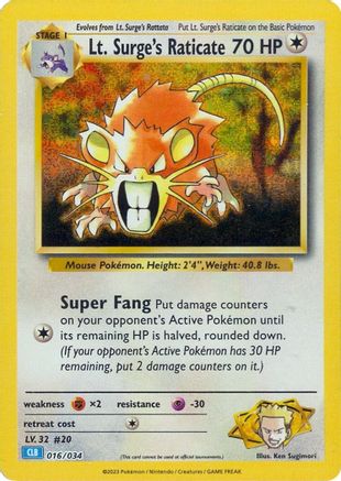 Lt. Surge's Raticate 016 - Holofoil - Classic Collection