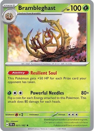 Brambleghast 021  - Reverse Holofoil SV05 Temporal Forces - Rare