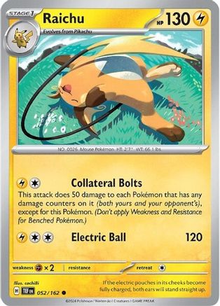 Raichu 052  - Reverse Holofoil SV05 Temporal Forces - Common