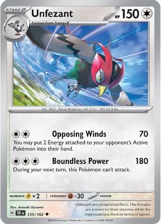 Unfezant 135  - Reverse Holofoil SV05 Temporal Forces - Uncommon